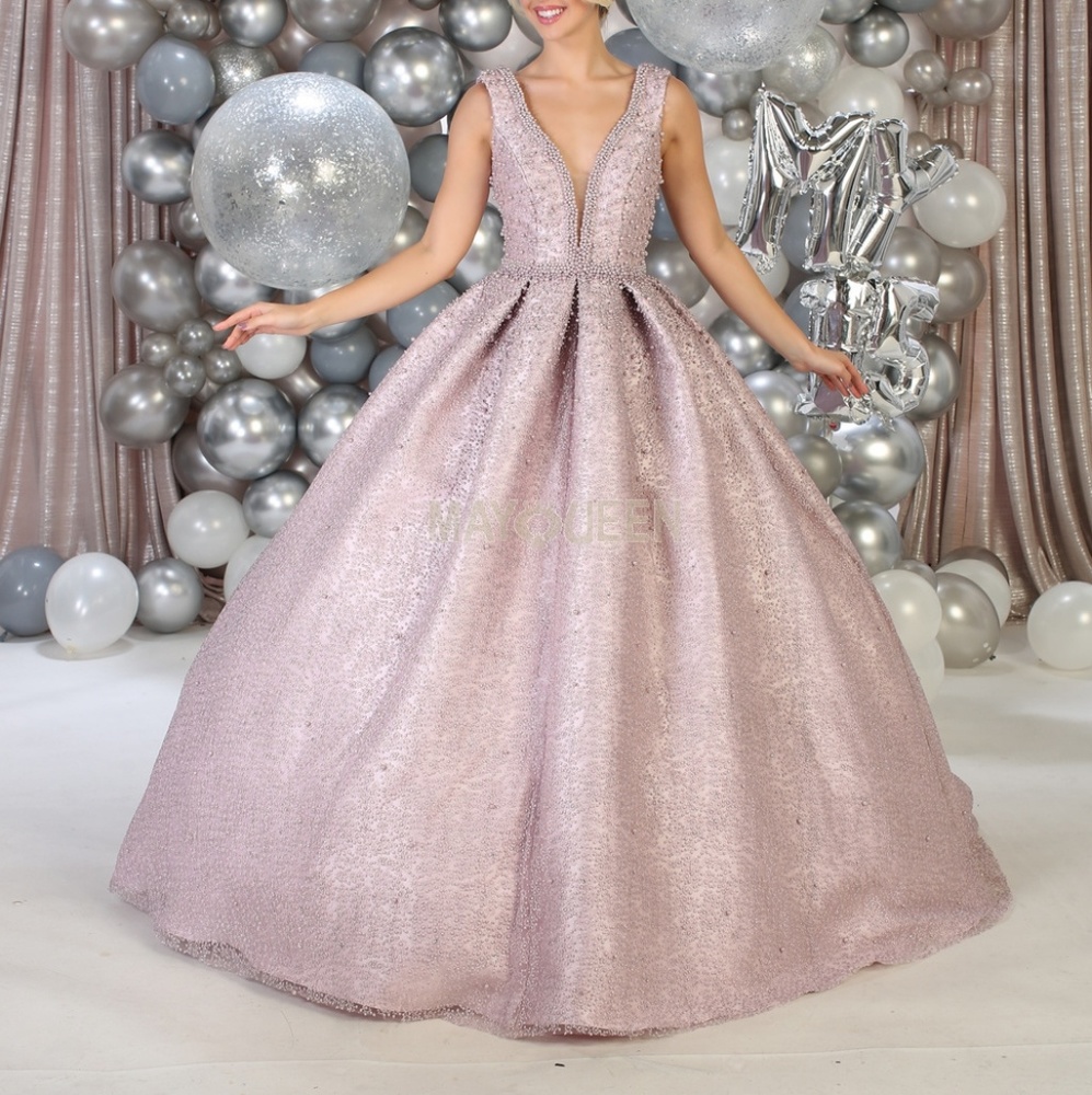 NWT BLUE CHAMPAGNE MAUVE OR WHITE EVENING BALL GOWN WITH BEADS - Picture 5 of 8
